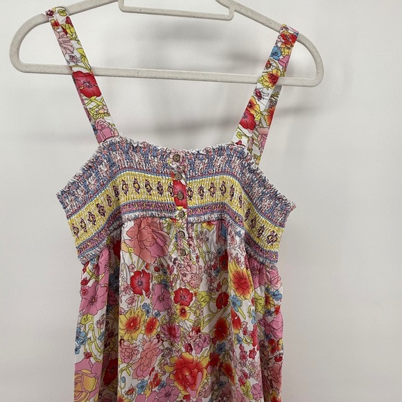 In Bloom Floral Maxi Dress Summer Boho Cottagecore Pink Yellow Sleeveless Medium - Picture 2 of 16